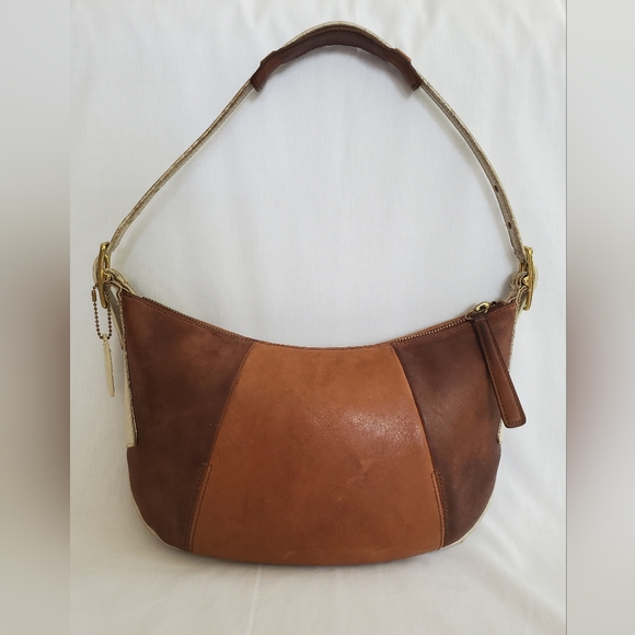 Coach Handbags - Vintage COACH COLOR-BLOCKED 💯 LEATHER Shoulder Bag Handbag Unique Classic Luxury